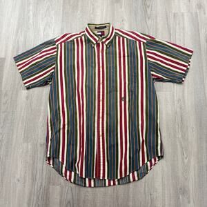 Vintage Tommy Hilfiger Short Sleeve Button Shirt Medium Vertical Striped 90s